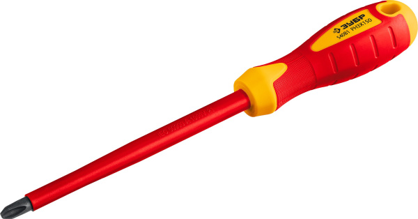 Отвертка диэлектрическая до 1000В, "Профессионал" "ПРОФИ ЭЛЕКТРИК" 25262-3-150, Cr-V, трехкомпонент рукоятка, PH 3 x 150 мм ЗУБР