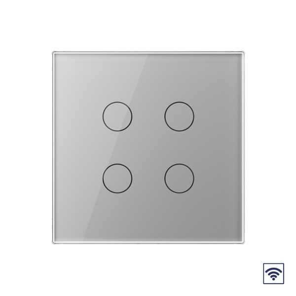 Сенсорный радиоуправляемый выключатель 4 клавиши 1 пост Серый UK стандарт Livolo