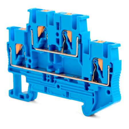 Зажим пружинный, 4-проводной проходной 2 уровня ЗНИ - 2,5, JXB PT 2,5, синий LD575-2-25 STEKKER