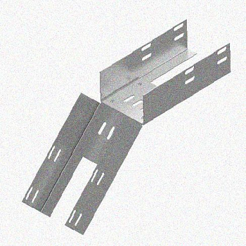 Лоток перфорированный КС 400х65-45 УТ1,5 для поворота трассы вниз на 45, оцинкованный лист S1,0