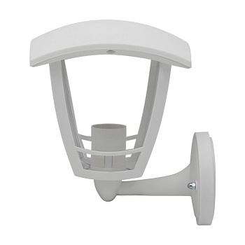 11-150 Светильник садово-парковый, настенный вверх, «Дели», Е27х60Вт, 4-х гранный, пластик, белый, прозрачный поликарбонат, 164х192х223мм, APEYRON