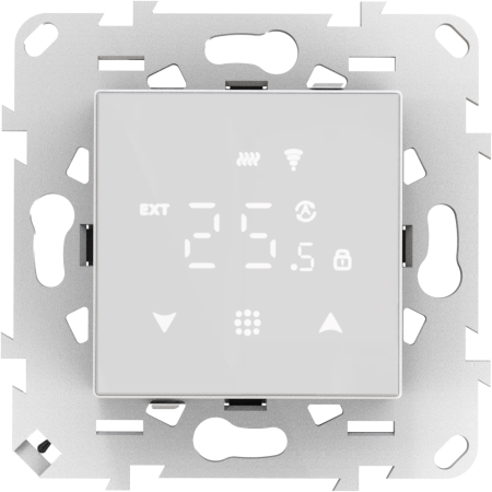 Donel Термостат с датчиком пола, программируемый с Wi-Fi, 16 A, 45*45 мм. белое стекло, серия DTEF