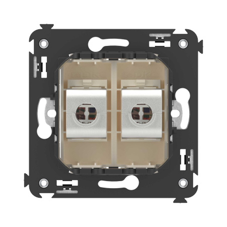 Компьютерная розетка RJ-45 без шторки в стену, кат.5e двойная экранированная, "Avanti", "Ванильная дымка" DKC