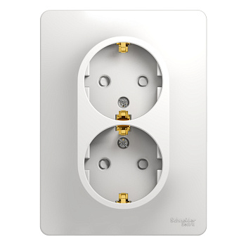 Розетка 2-м с з/з со шторками в сборе белый Glossa Schneider Electric