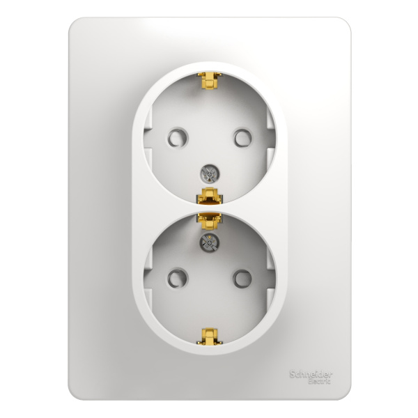 Розетка 2-м с з/з со шторками в сборе белый Glossa Schneider Electric