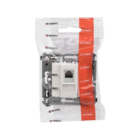 Телефонная розетка RJ-12 в стену одинарная, "Avanti", "Белое облако" DKC