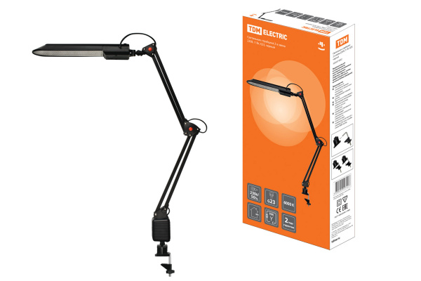 Светильник струбцина 2-а звена 220В, 11Вт, G23 черный TDM