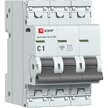 Выключатель автоматический ВА МОД 3П 1А C 6кА ВА 47-63N PROxima EKF