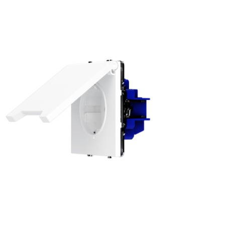 Розетка встраиваемая Voltum S70 с заземлением, защитными шторками и крышкой 16А, (белый глянцевый)