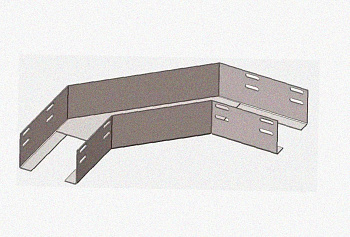 Лоток угловой перфорированный КГ 250х100-90 УТ1,5 поворот на 90, оцинкованный лист, S1,0