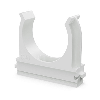 Крепёж-клипса для труб Полистирол белая d40 мм (15шт/300шт уп/кор) Промрукав