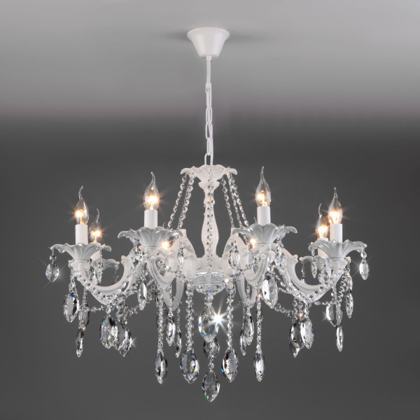 Подвесная люстра с хрусталем 8*E14 60Вт белый IP20 Veletta (10108/8 белый) Eurosvet