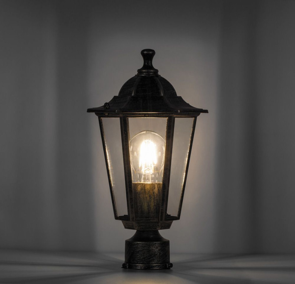 Светильник садово-парковый Feron 6203/PL6203 шестигранный на столб 100W E27 230V, черное золото