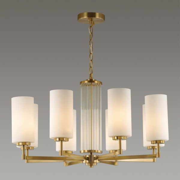 Люстра E27 8*40W KASALI матов.золотой/белый/стекло ODEON LIGHT