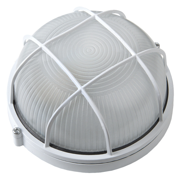 Светильник под лампу ЖКХ НБП/НПП 1302 круг белый с реш. GCF-R-E27-60-IP65 General