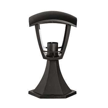 11-155 Светильник садово-парковый, столб малый, «Валенсия», Е27х60Вт, 4-х гранный, пластик, черный, прозрачный поликарбонат, 164х169х290мм, НТУ 07-60-