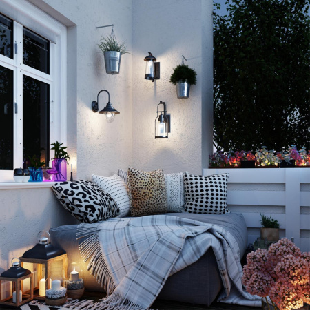 Ландшафтный настенный св-к E27 1*60W IP44 KALPI черный/стекло B ODEON LIGHT