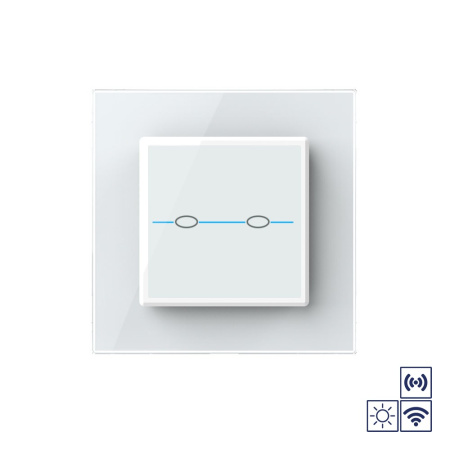 Сенсорный импульсный радиоуправляемый выключатель Quadro сухой контакт 2 клавиши Белый Livolo