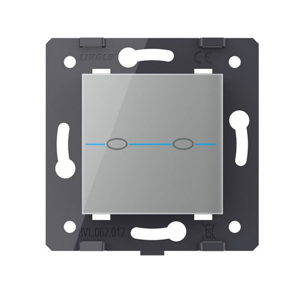 Выключатель Quadro 2 клавиши Серый (механизм) Livolo