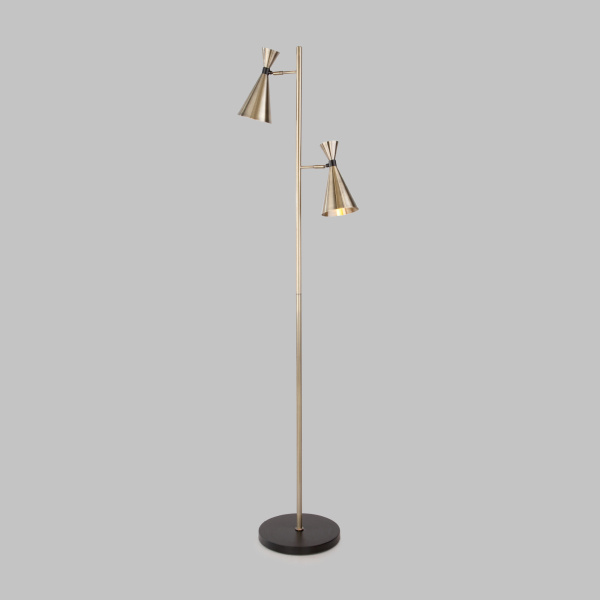 Торшер с поворотными плафонами 2*E14 60Вт латунный, черный IP20 Glustin (01109/2 латунь / черный) Bogate's