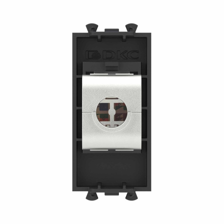 Компьютерная розетка RJ-45 без шторки модульная, кат.6 экранированная, "Avanti", "Черный матовый", 1 модуль DKC