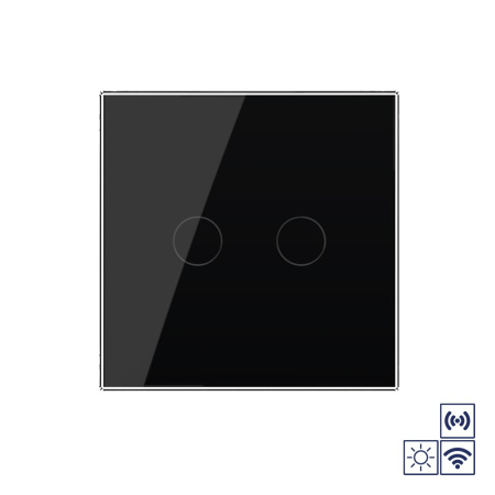 Сенсорный импульсный радиоуправляемый выключатель сухой контакт 2 клавиши 1 модуль Черный Livolo