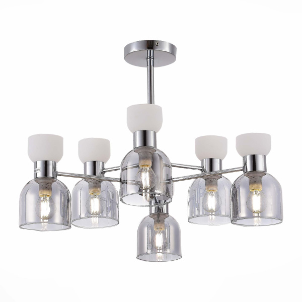 Люстра потолочная Хром/Белый, Дымчатый E14 6*40Вт SLE1045-102-06 EVOLUCE