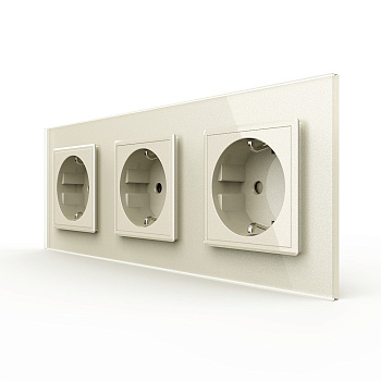 Розетка электрическая 16А 3 поста, цвет жемчужный Livolo