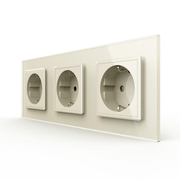 Розетка электрическая 16А 3 поста, цвет жемчужный Livolo