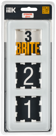 BRITE Рамка 3-мест. РУ-3-2-Бр стекло бел. RE IEK