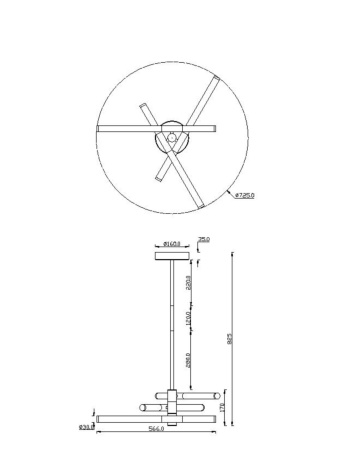 Подвесной светильник 28Вт 3000K Золото IP20 Axis MOD106PL-L28G3K Technical