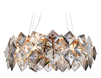 Подвесная люстра с хрусталем TR5186/6 GD/CL/SM золото/прозрачный/дымчатый E14/6 max 40W D550*1000 Ambrella Light