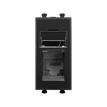 Компьютерная розетка RJ-45 модульная, кат.5е, "Avanti", "Черный матовый", 1 модуль DKC