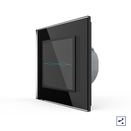 Сенсорный проходной выключатель Quadro 2 клавиши 1 пост Черный Livolo