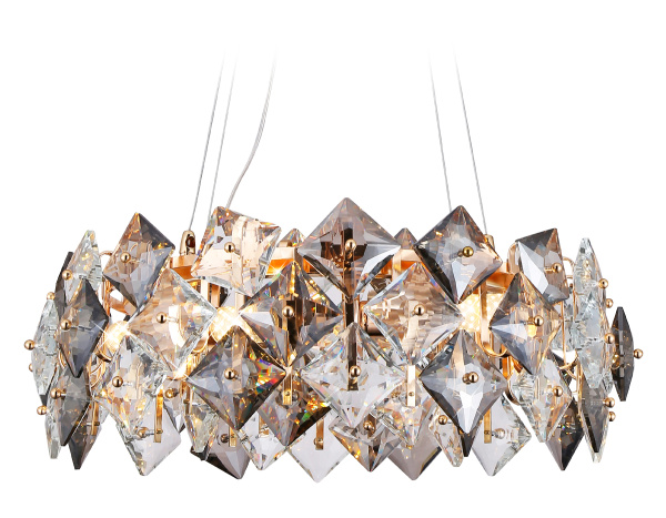 Подвесная люстра с хрусталем TR5186/6 GD/CL/SM золото/прозрачный/дымчатый E14/6 max 40W D550*1000 Ambrella Light