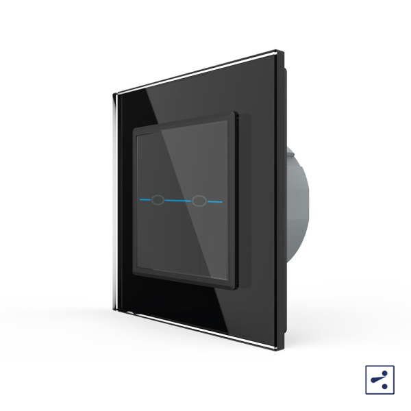 Сенсорный проходной выключатель Quadro 2 клавиши 1 пост Черный Livolo