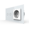 Сенсорный выключатель комбинированный на 2 линии 1 розетка 2 модуля Белый Livolo