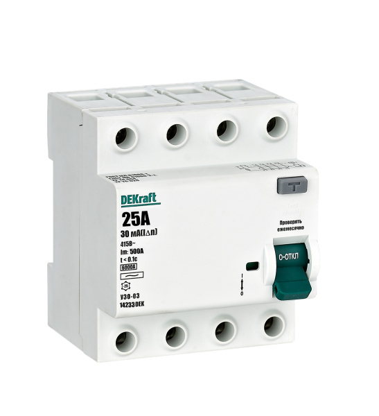 Выключатель дифференциального тока 2P 63А 30мА тип AC 6кА УЗО-03 нов.
