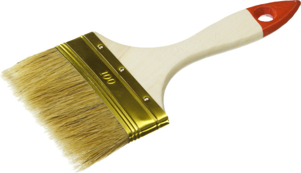 Кисть плоская "УНИВЕРСАЛ-ОПТИМА", светлая щетина, деревянная ручка, 100мм ЗУБР