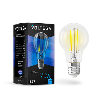 Лампа св/д E27 7Вт 4000K Прозрачный General purpose bulb E27 7W 7141 Voltega