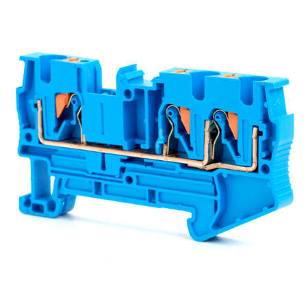 Зажим пружинный, 2-проводной проходной ЗНИ - 4, JXB PT 4, синий LD572-2-40 STEKKER