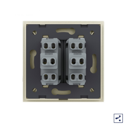 Двухклавишный проходной механический выключатель 1 пост, цвет жемчужный Livolo