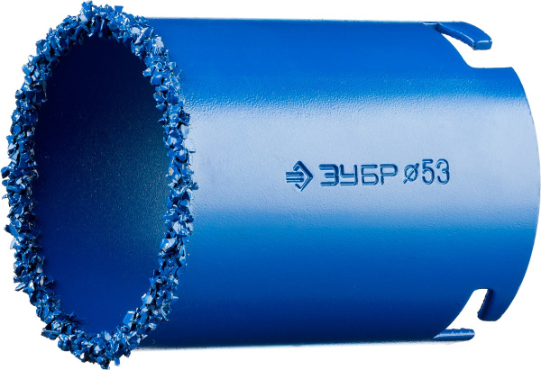 Кольцевая коронка "Профессионал" c карбид-вольфрамовым нанесением, 53 мм, высота 55 мм ЗУБР