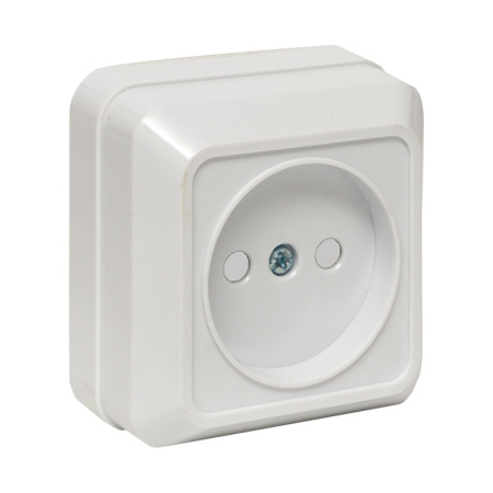 Рим Розетка 1-мест, 10А б/з бел, с защ, штор, EKF