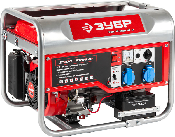 Бензиновый генератор с электростартером, 2800 Вт, ЗУБР