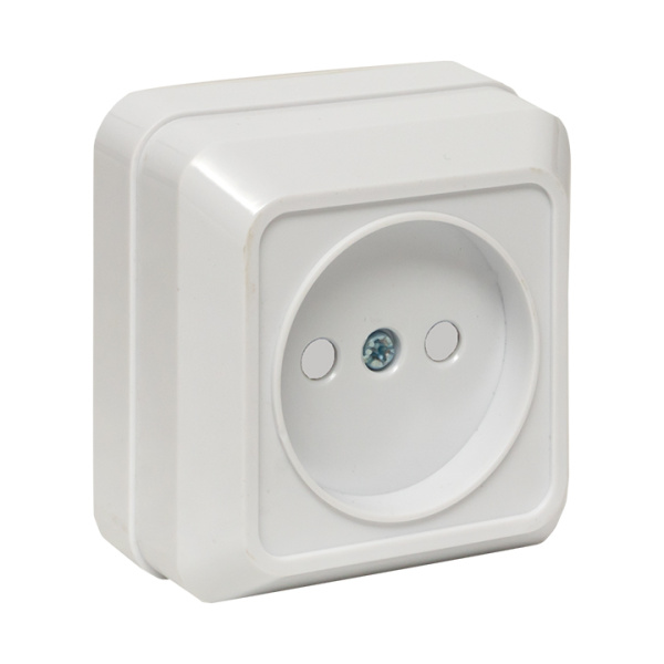 Рим Розетка 1-мест, 10А б/з бел, с защ, штор, EKF