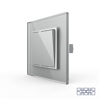 Двухклавишный перекрестный механический выключатель 1 пост, цвет серый Livolo