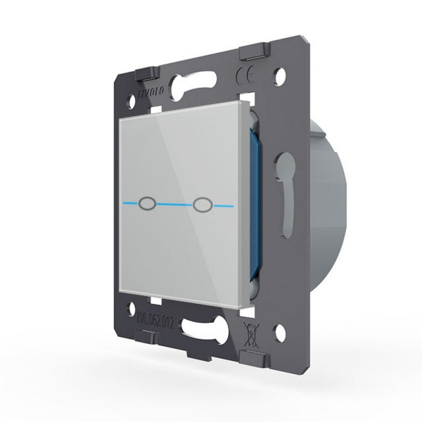 Выключатель Quadro 2 клавиши Серый (механизм) Livolo