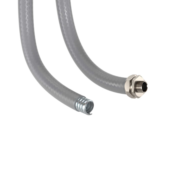 Металлорукав DN 26мм в гладкой ПВХ изоляции, Dвн 26,5 мм, Dнар 34,0, 25 м, цвет серый DKC