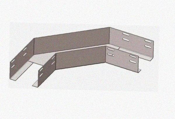 Лоток угловой замковый перфорированный КГЗ 500х100-90 УТ1,5 поворот на 90, оцинкованный лист, S0,8